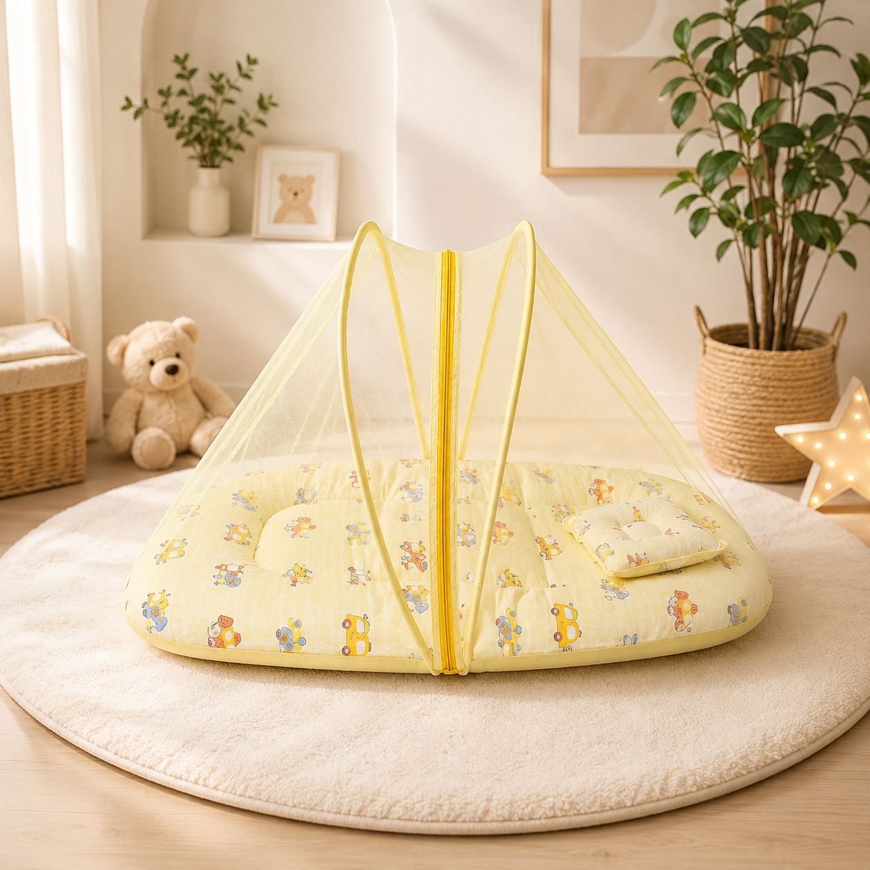 Premium Muslin Baby Mosquito Net Bed with Pillow