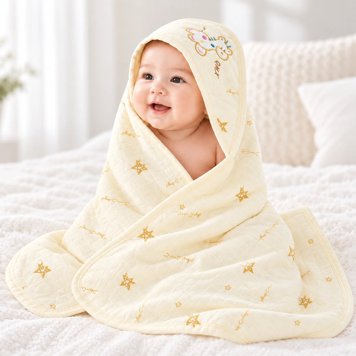Muslin Hooded Receiving Towel – Light Yellow