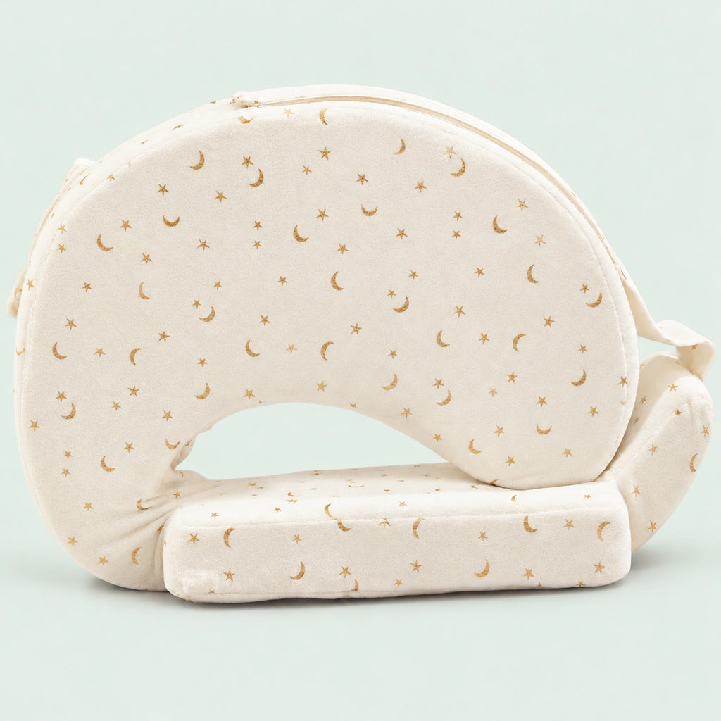 Lullaby Baby Care Premium Feeding Pillow for Newborn Baby | Breastfeeding Nursing Support Cushion | Baby Feeding Cushion with Removable Cover | Moon & Star Print