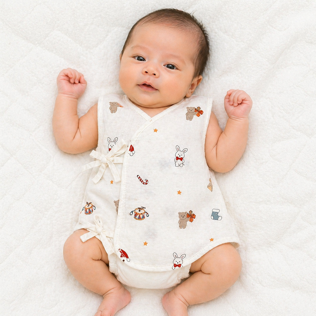 Newborn Baby Jabala Set (0 Month) – Soft Cotton Tie-Up Vest (Pack of 5)