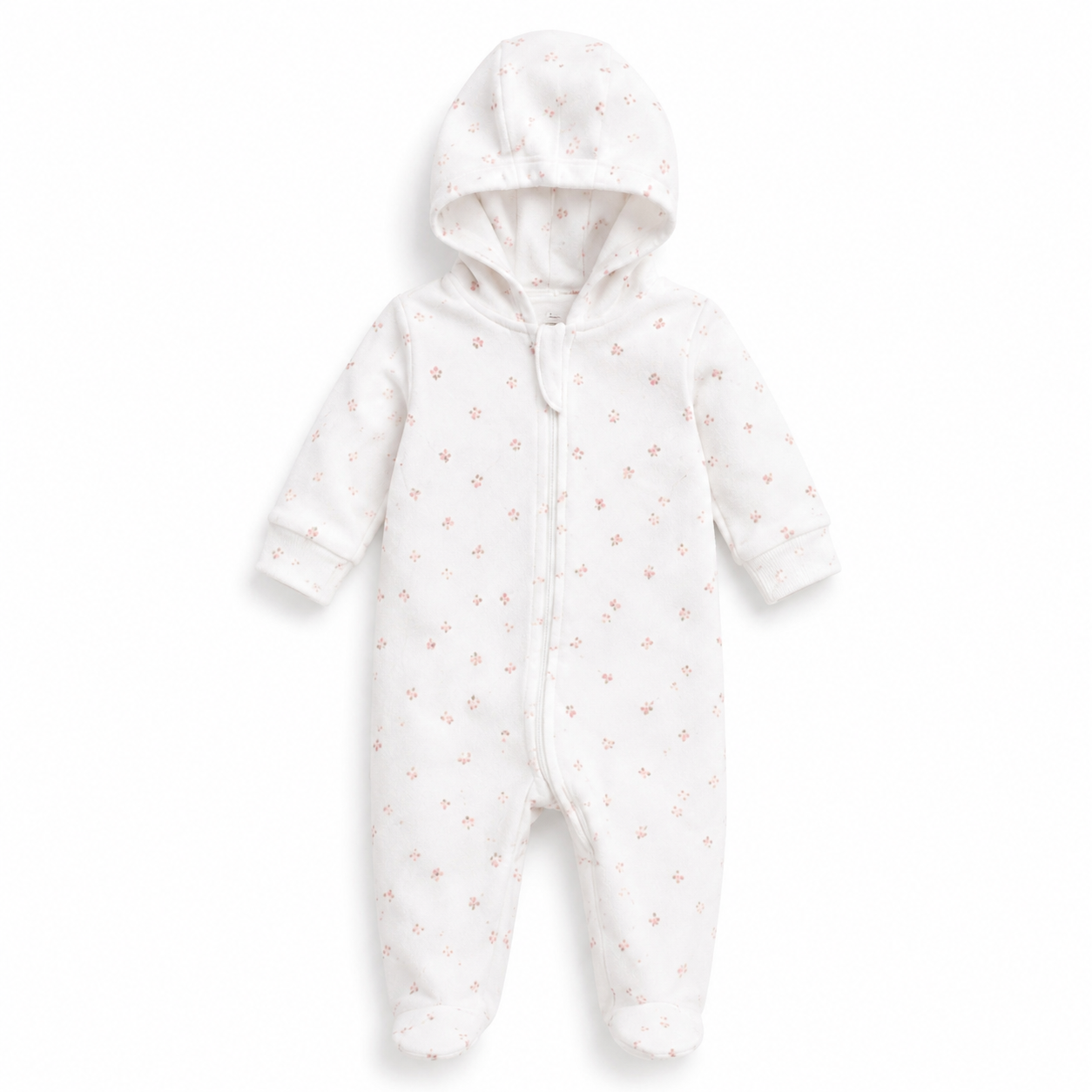 Baby Hooded Zip Sleepsuit – (0-3 Months)