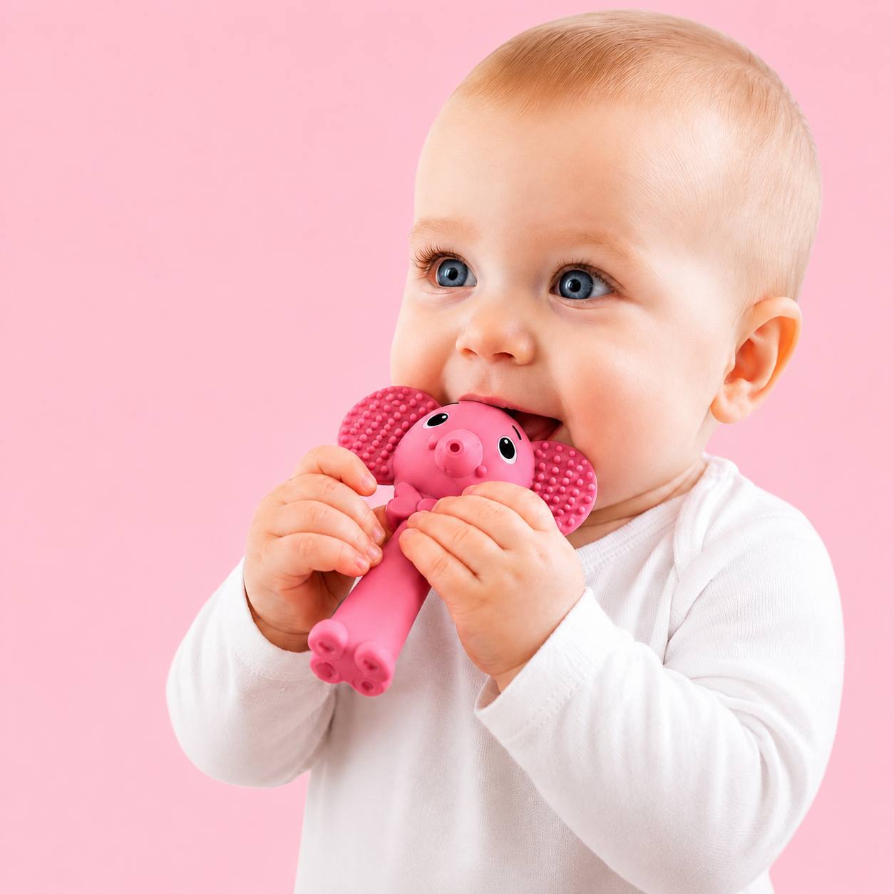 Elephant Silicone Baby Teether Toy – BPA Free Pink