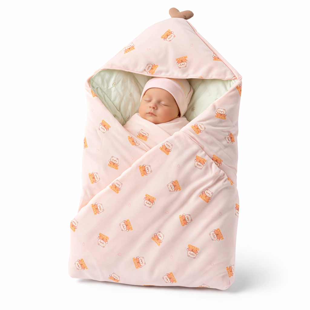 Premium Hooded Baby Swaddle Blanket – Soft Cotton Wrap for Newborns & Infants