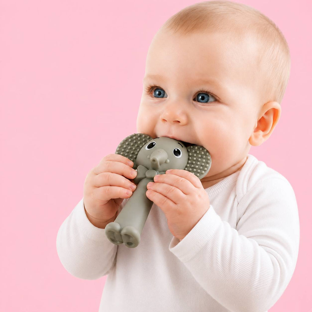Elephant Silicone Baby Teether Toy – BPA Free Grey