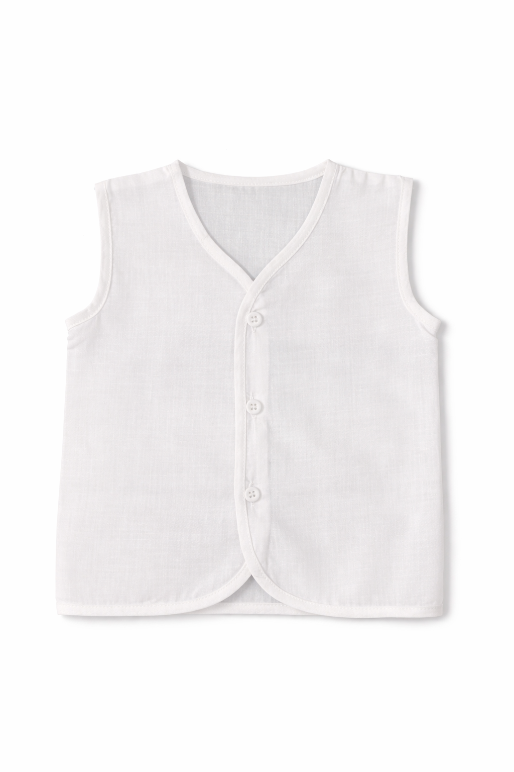 Newborn Cotton Sleeveless Vest – Front Open Basic (0–3 Months)