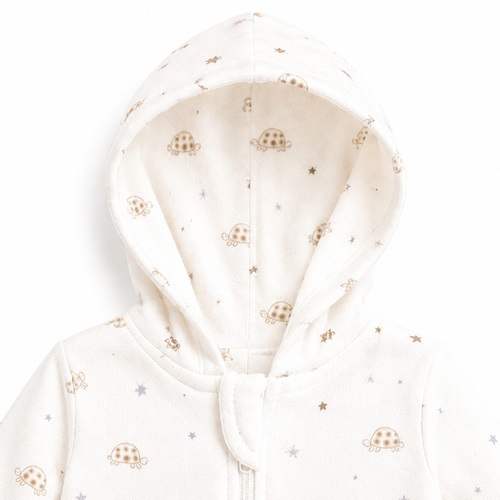 Baby Hooded Zip Sleepsuit – (0-3 Months)