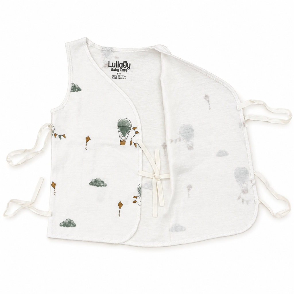 Newborn Baby Jabala Set (0 Month) – Soft Cotton Tie-Up Vest (Pack of 5)