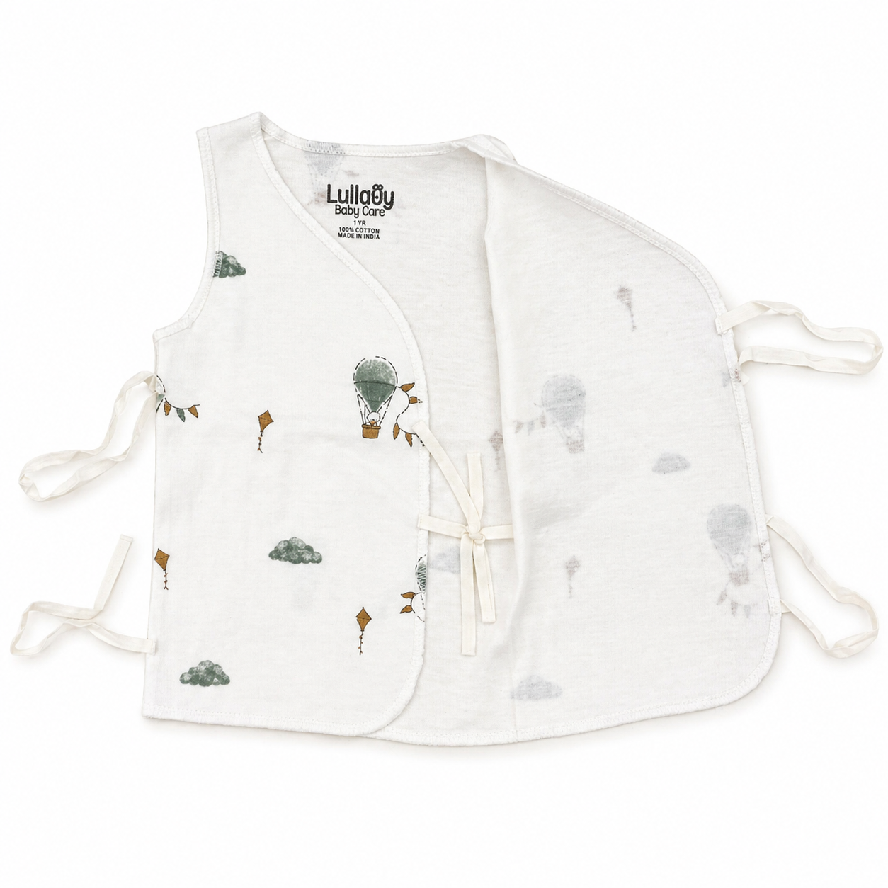 Newborn Baby Jabala Set (0 Month) – Soft Cotton Tie-Up Vest (Pack of 5)