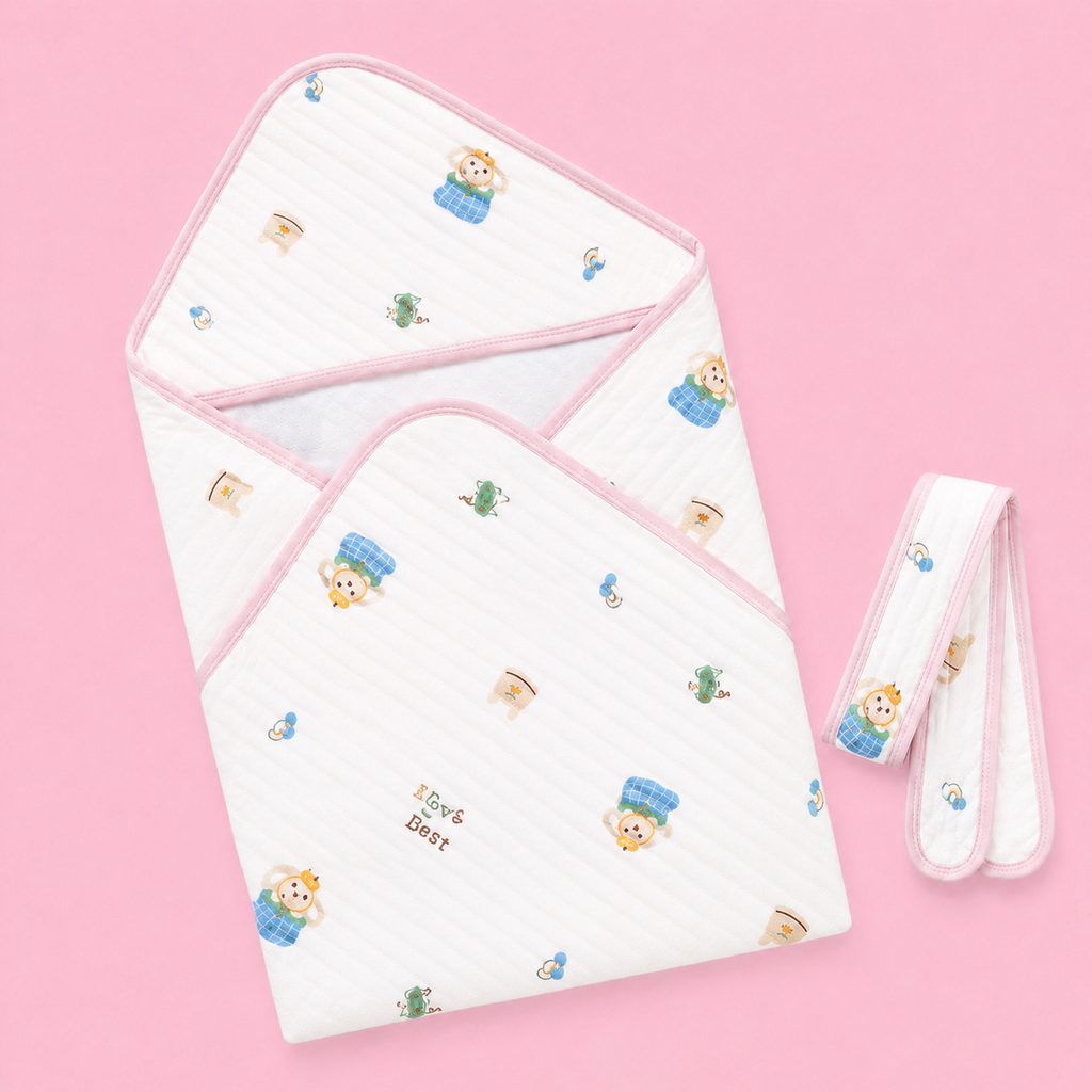 Hooded Baby Wrapper (Receiving Blanket)