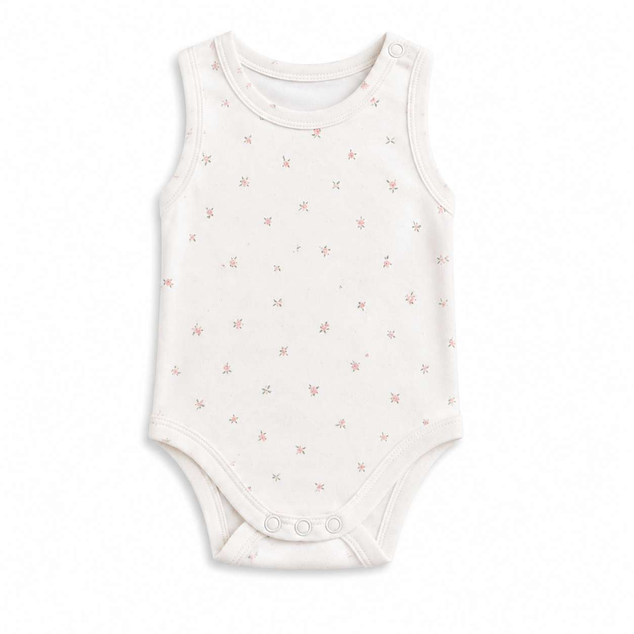 Baby Sleeveless Floral Onesie  –( 0-3 Months)