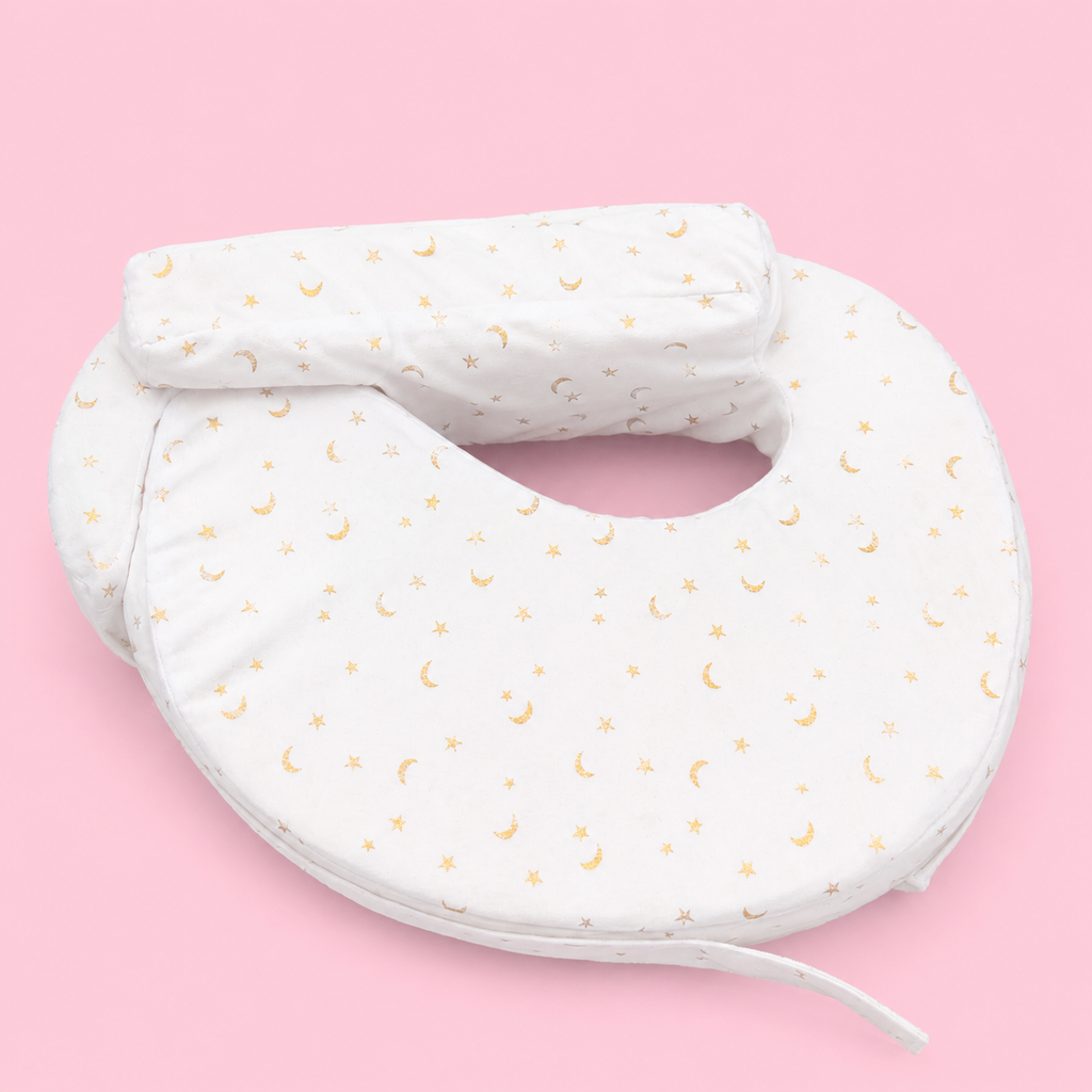 Premium Feeding Pillow for Newborn Baby | Breastfeeding Nursing Support Cushion | Baby Feeding Cushion with Removable Cover | Moon & Star Print