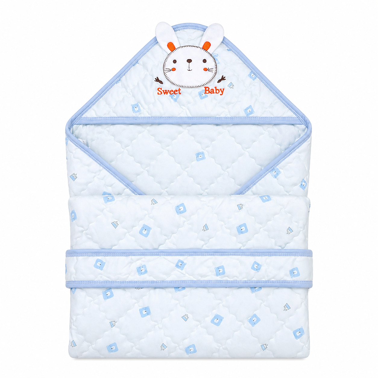 Hooded Baby Wrapper – Soft Quilted Newborn Receiving