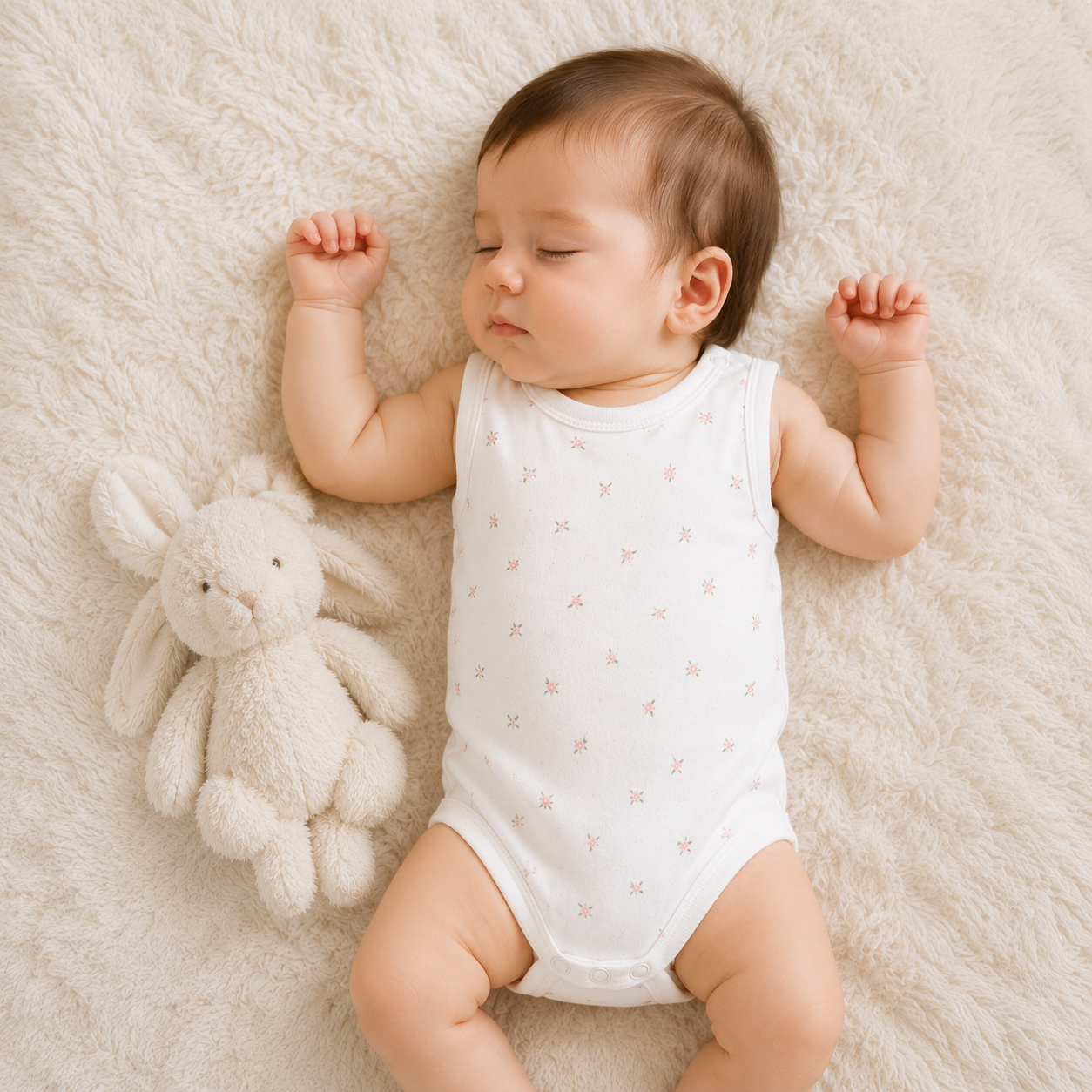 Baby Sleeveless Floral Onesie  –( 0-3 Months)