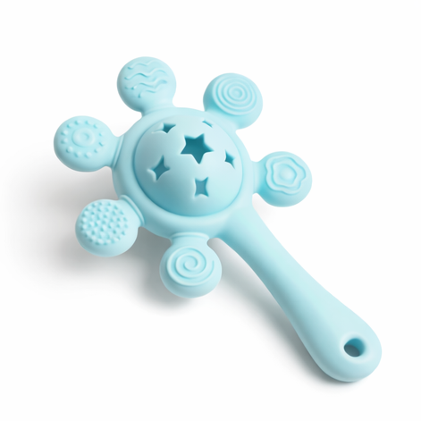Silicone Baby Teether Rattle Toy – BPA Free Blue