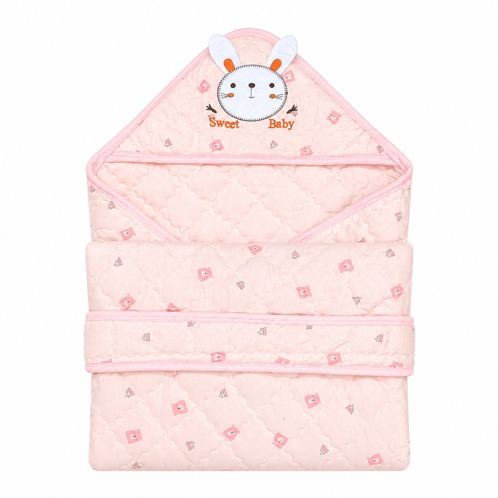 Hooded Baby Wrapper – Soft Quilted Newborn Receiving