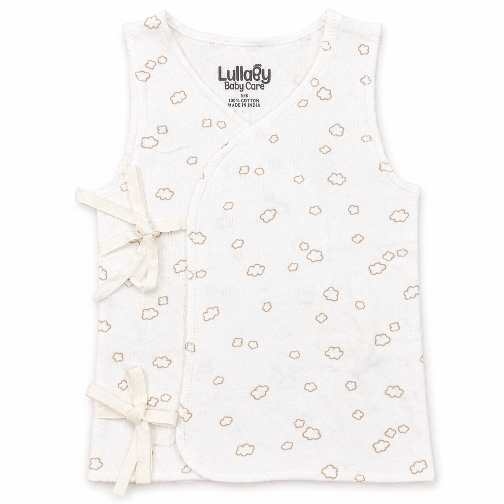 Newborn Baby Jabala Set (0 Month) – Soft Cotton Tie-Up Vest (Pack of 5)
