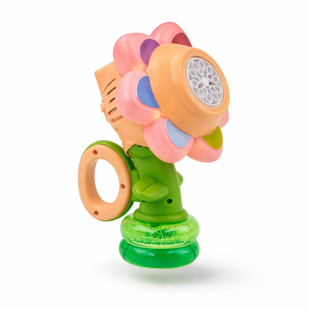 Seven Color Flower Bubble Gun – Automatic Bubble Machine Toy with Lights for Kids