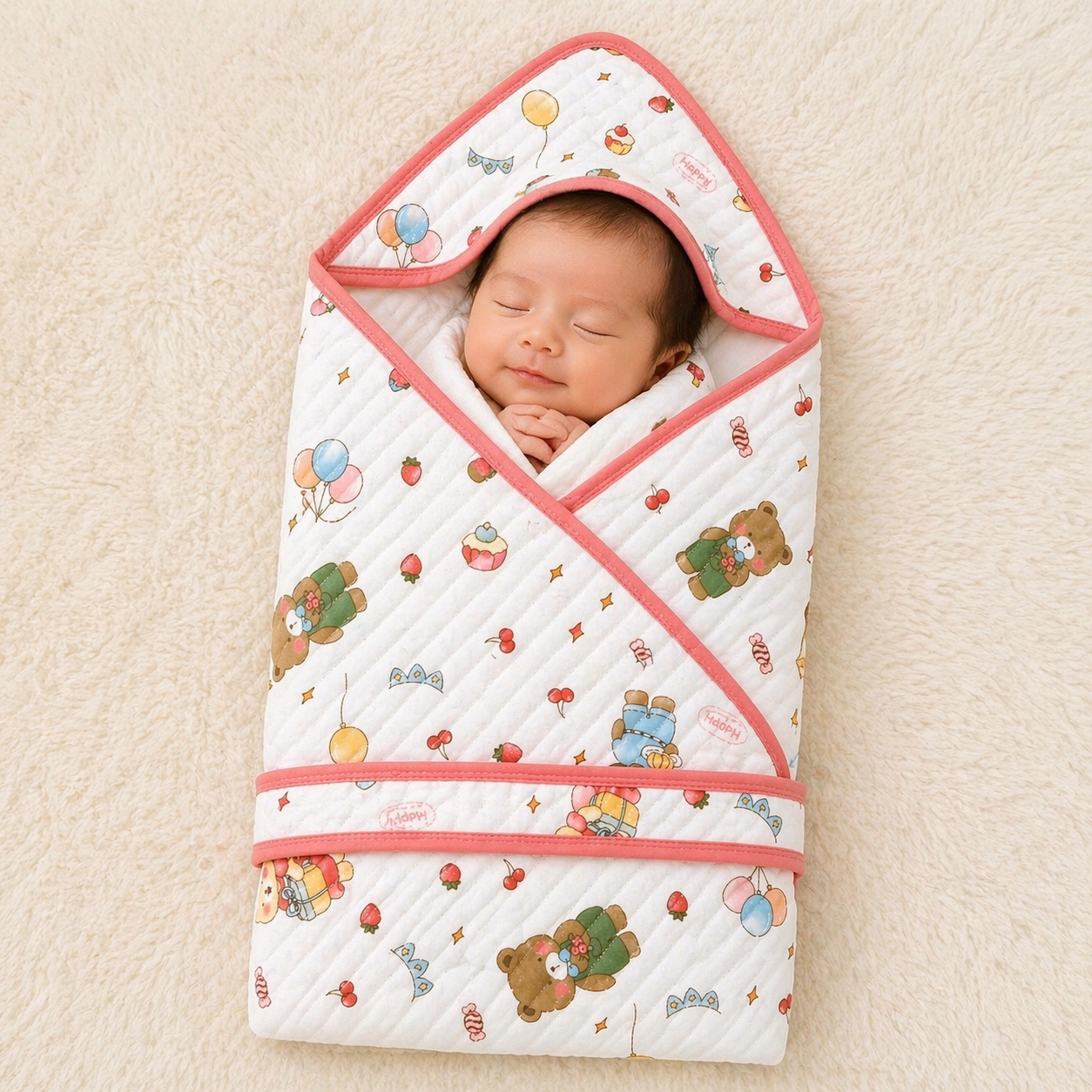 Premium Baby Wrapper with Hood – Soft Cotton Receiving Blanket