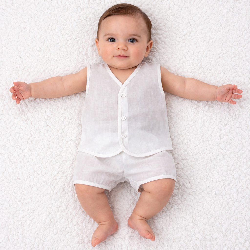 Newborn Cotton Sleeveless Vest – Front Open Basic (0–3 Months)