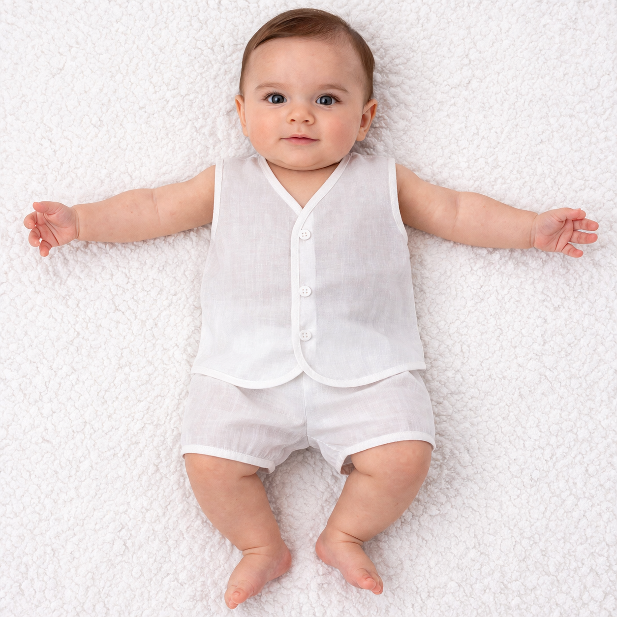 Newborn Cotton Sleeveless Vest – Front Open Basic (0–3 Months)