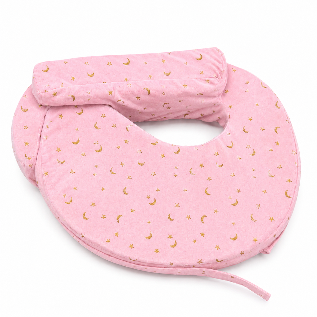 Lullaby Baby Care Premium Feeding Pillow for Newborn Baby | Breastfeeding Nursing Support Cushion | Baby Feeding Cushion with Removable Cover | Moon & Star Print