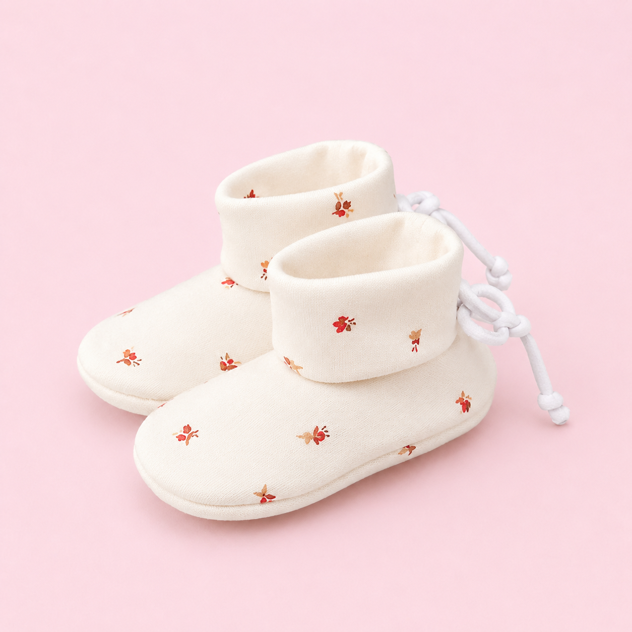 Baby Cap, Mittens & Booties Set - Red flower