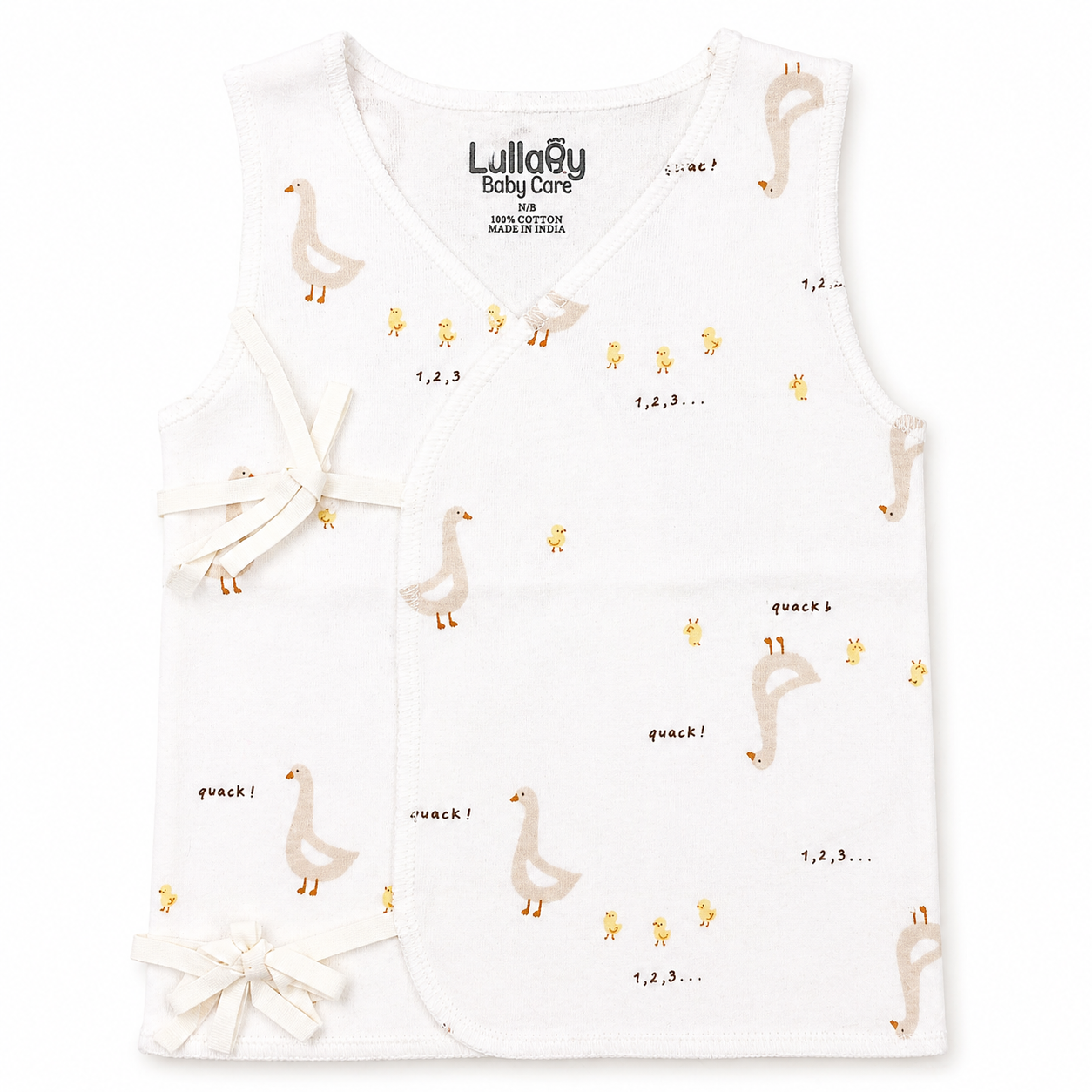 Newborn Baby Jabala Set (0 Month) – Soft Cotton Tie-Up Vest (Pack of 5)