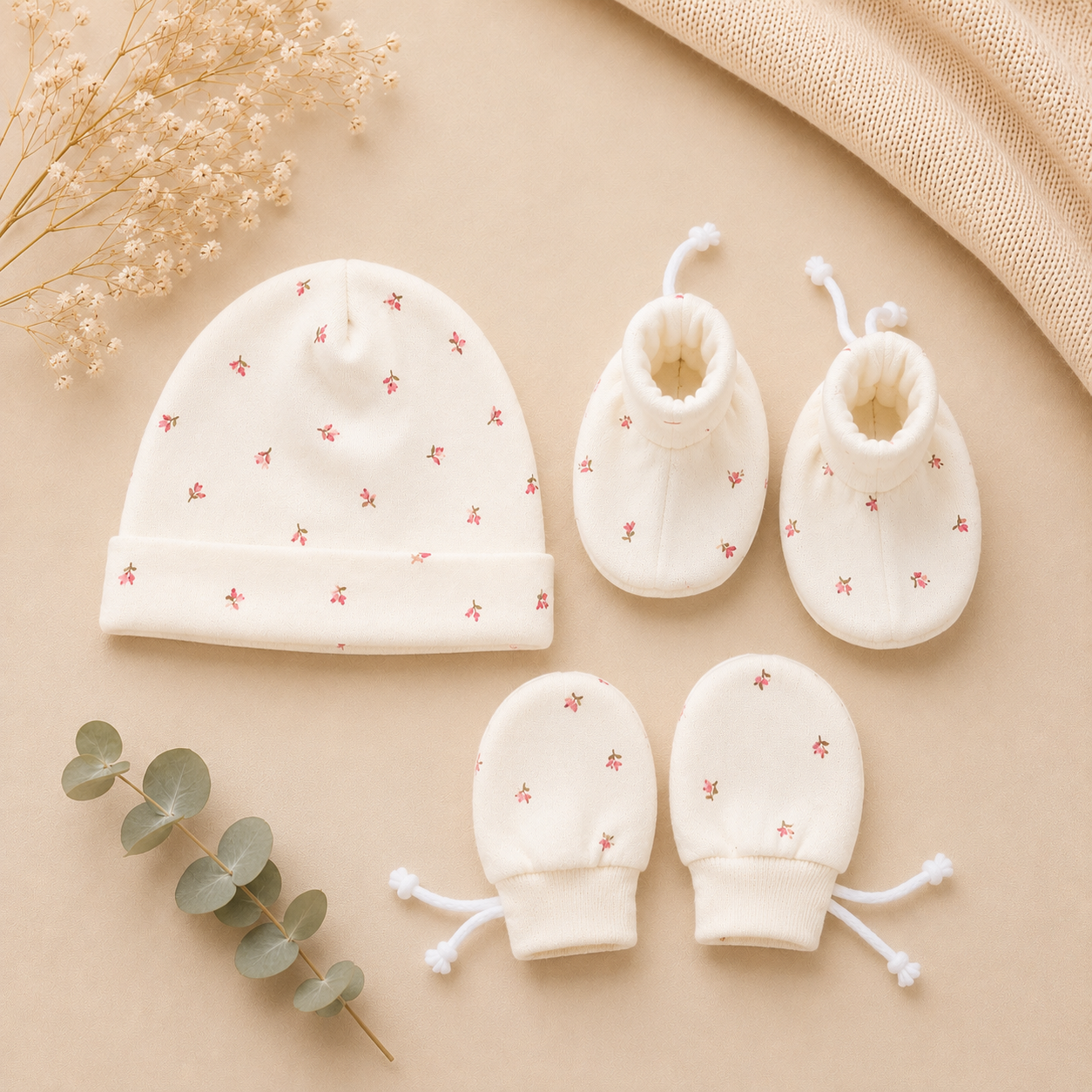 Baby Cap, Mittens & Booties Set