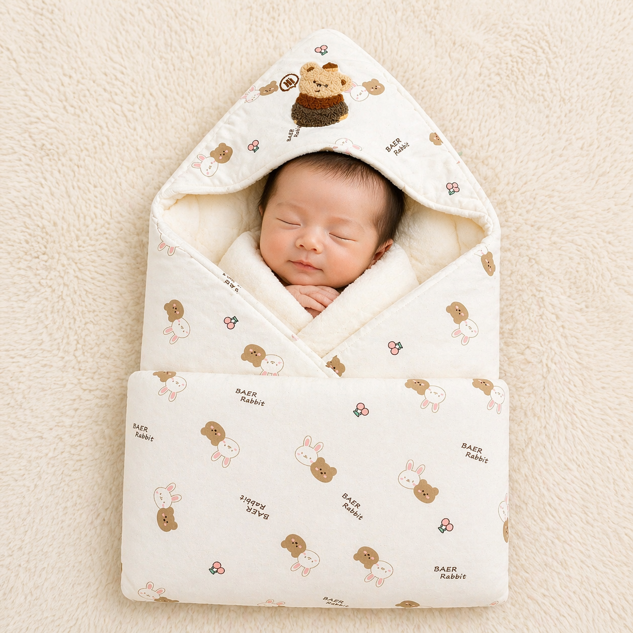 Premium Quilted Baby Wrapper with Hood – Ultra Soft & Warm