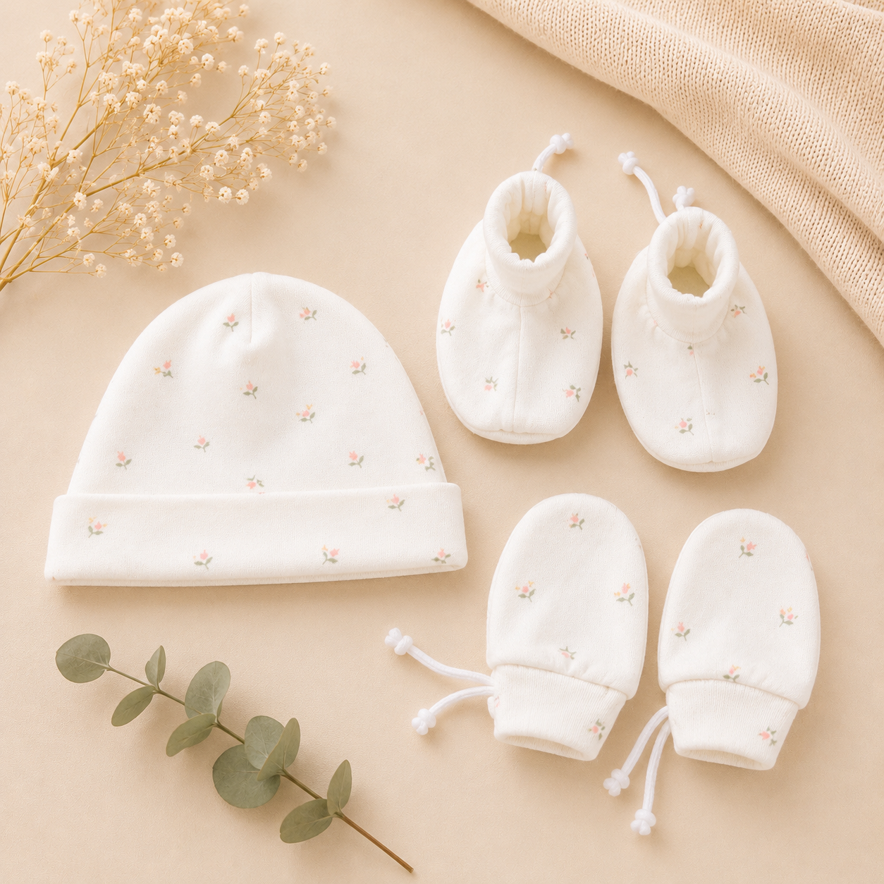 Baby Cap, Mittens & Booties Set