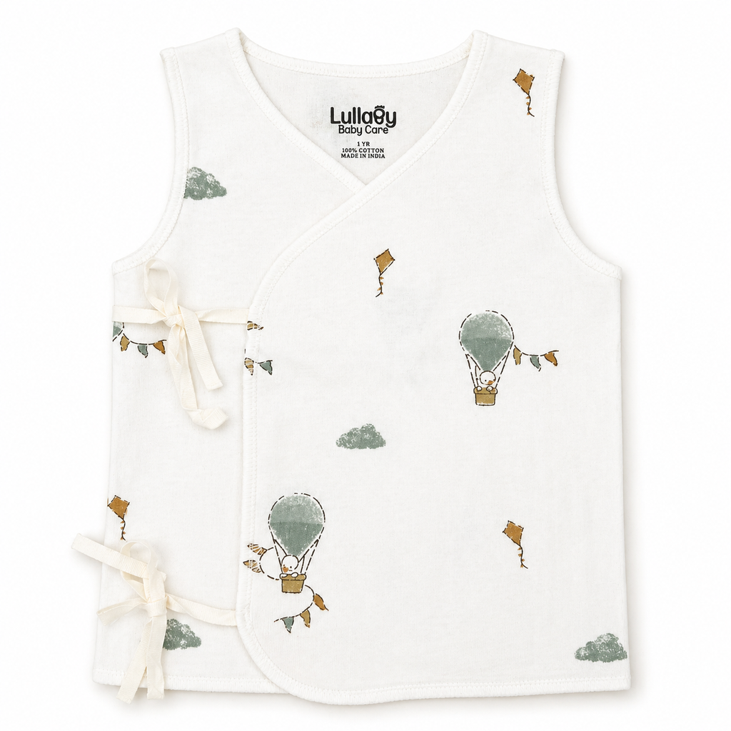 Newborn Baby Jabala Set (0 Month) – Soft Cotton Tie-Up Vest (Pack of 5)