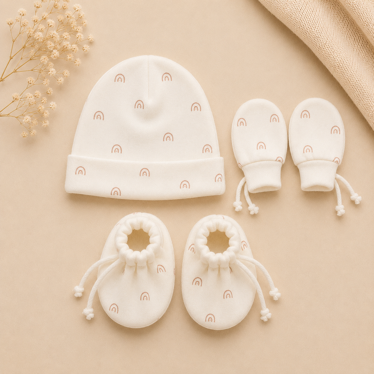 Baby Cap, Mittens & Booties Set