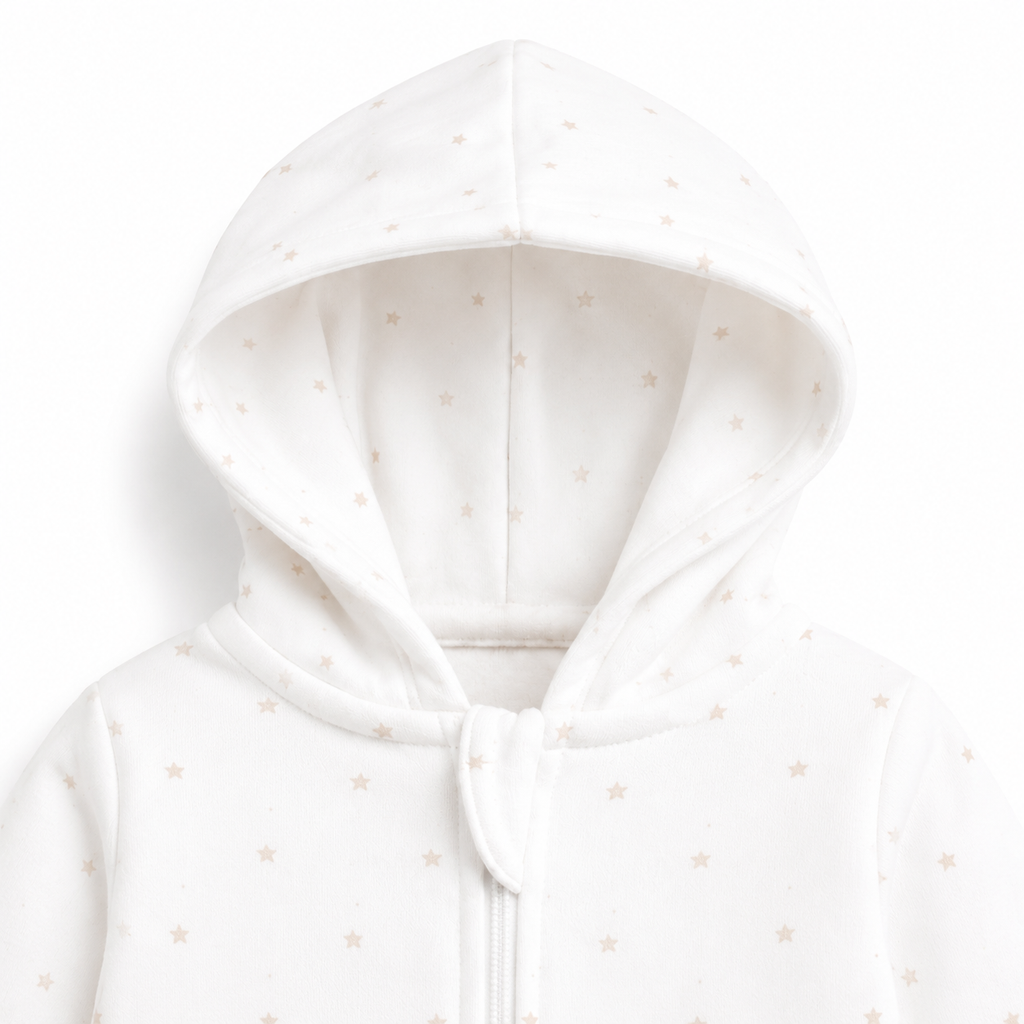 Baby Hooded Zip Sleepsuit – (0-3 Months)