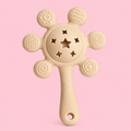 Silicone Baby Teether Rattle Toy – BPA Free Beige
