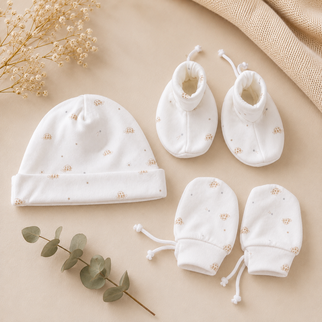 Baby Cap, Mittens & Booties Set