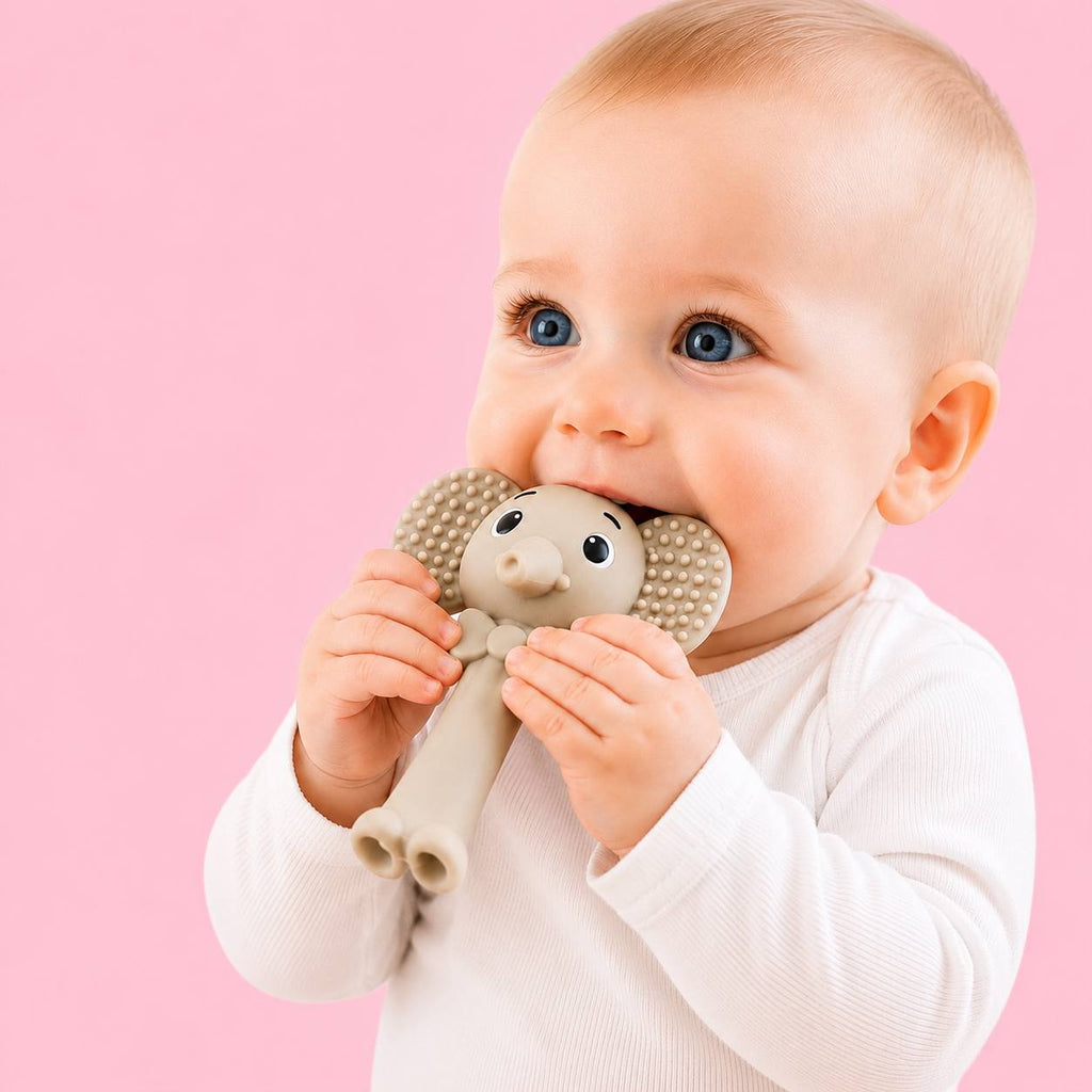 Elephant Silicone Baby Teether Toy – BPA Free Brown