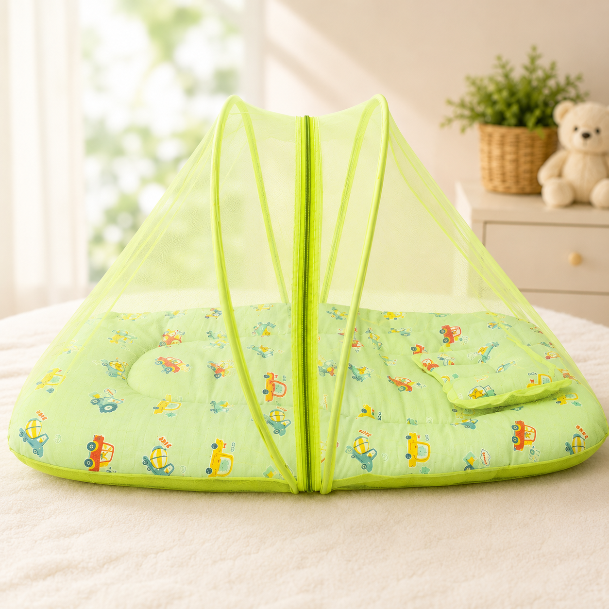Premium Muslin Baby Mosquito Net Bed with Pillow