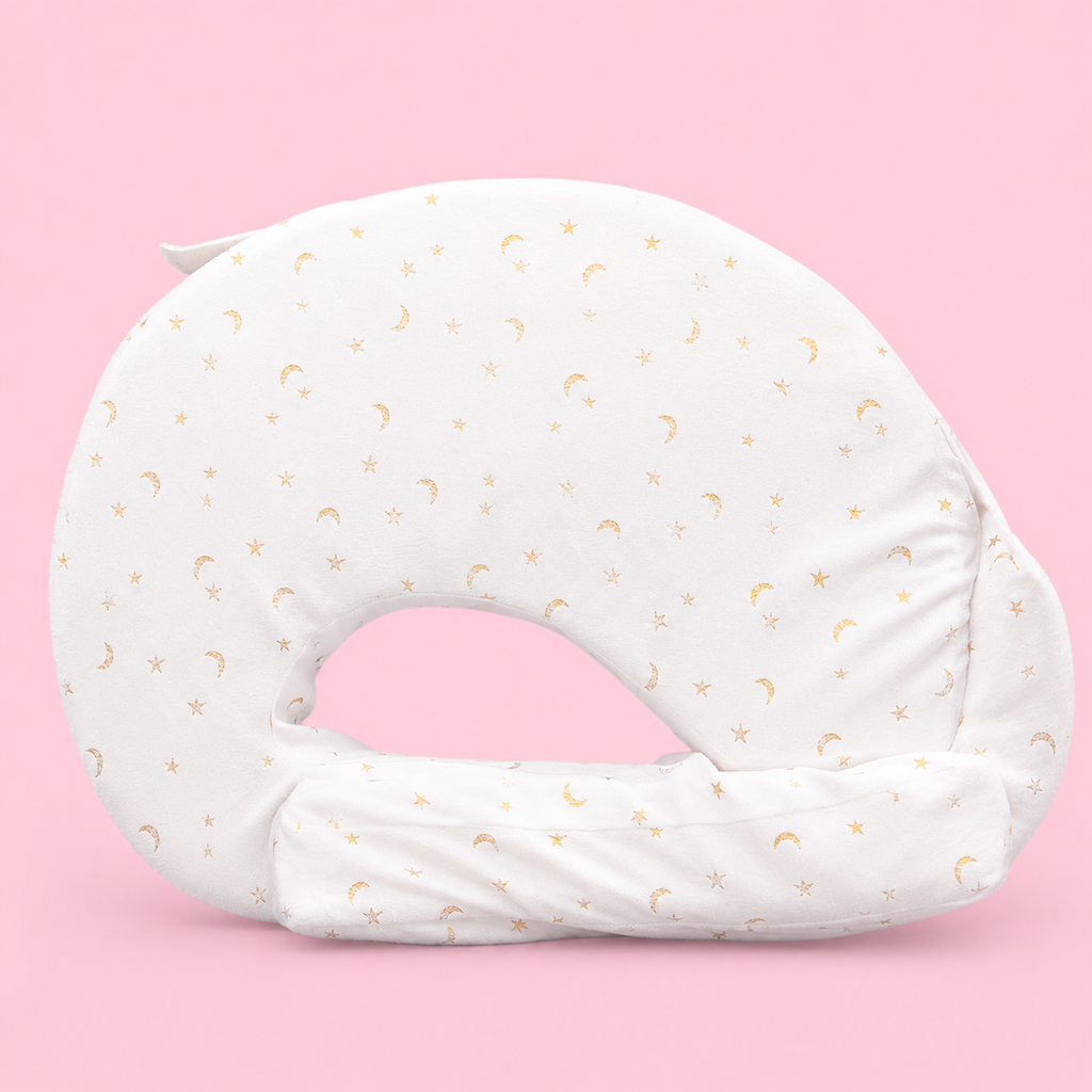 Premium Feeding Pillow for Newborn Baby | Breastfeeding Nursing Support Cushion | Baby Feeding Cushion with Removable Cover | Moon & Star Print