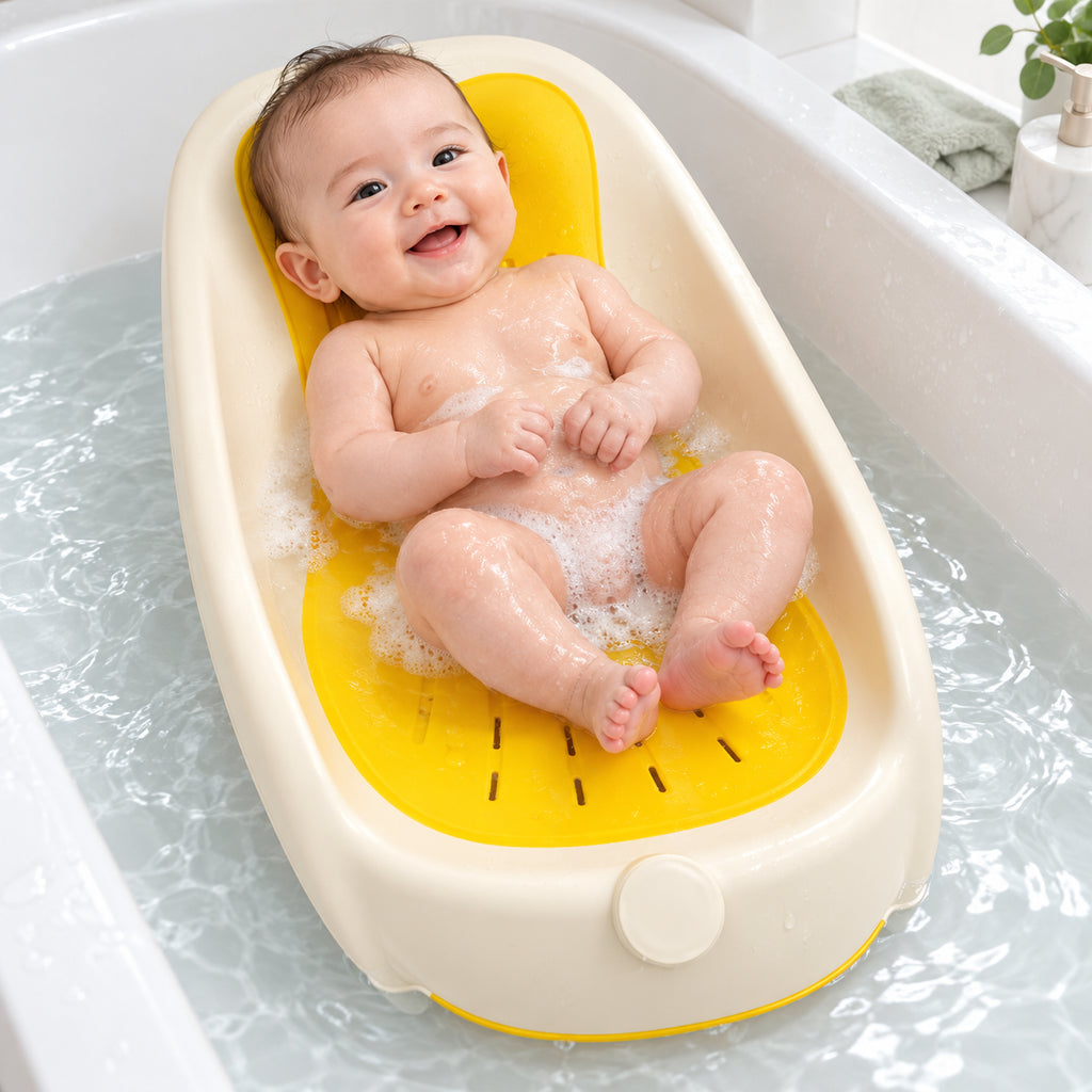 Baby Bathtub with Bath Support|Yellow|