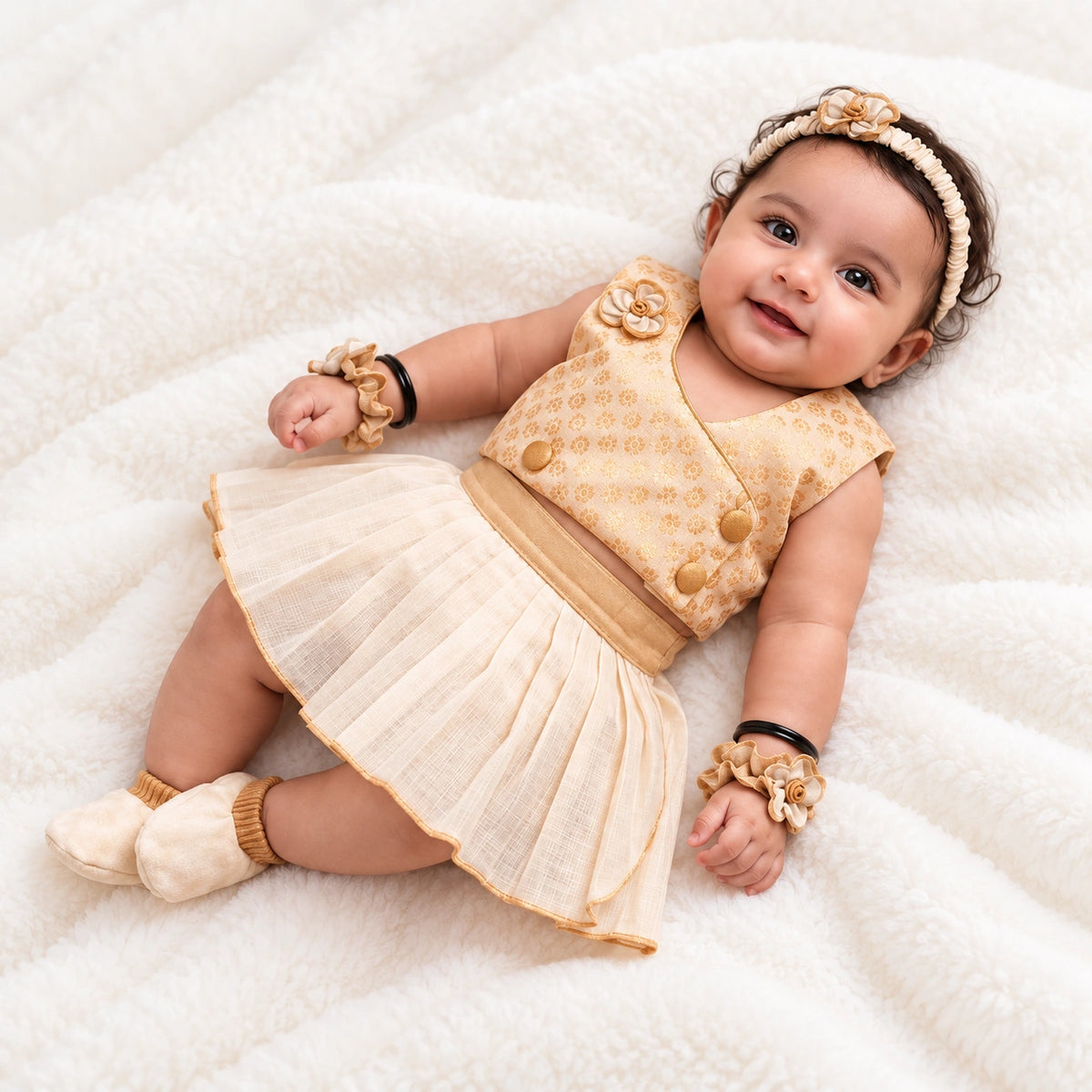 Baby Noolukettu Frock Set – Traditional Naming Ceremony Wear