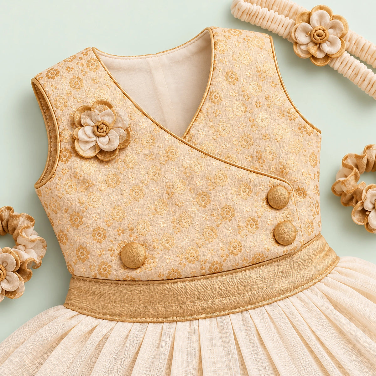 Baby Noolukettu Frock Set – Traditional Naming Ceremony Wear