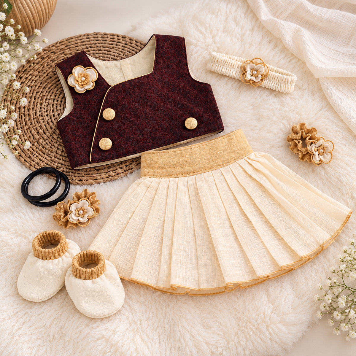 Baby Noolukettu Frock Set – Traditional Naming Ceremony Wear