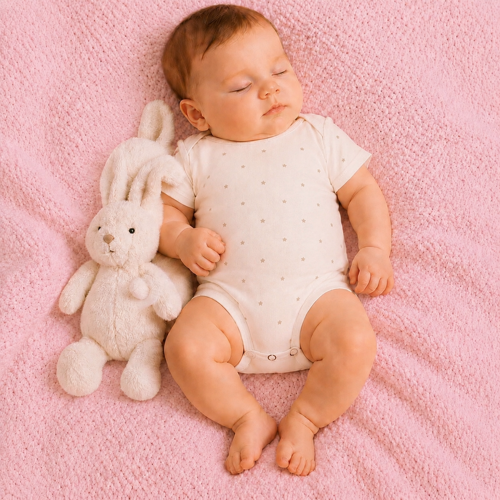 Baby Half sleeve Floral Onesie Star Print  – 0-3 Months
