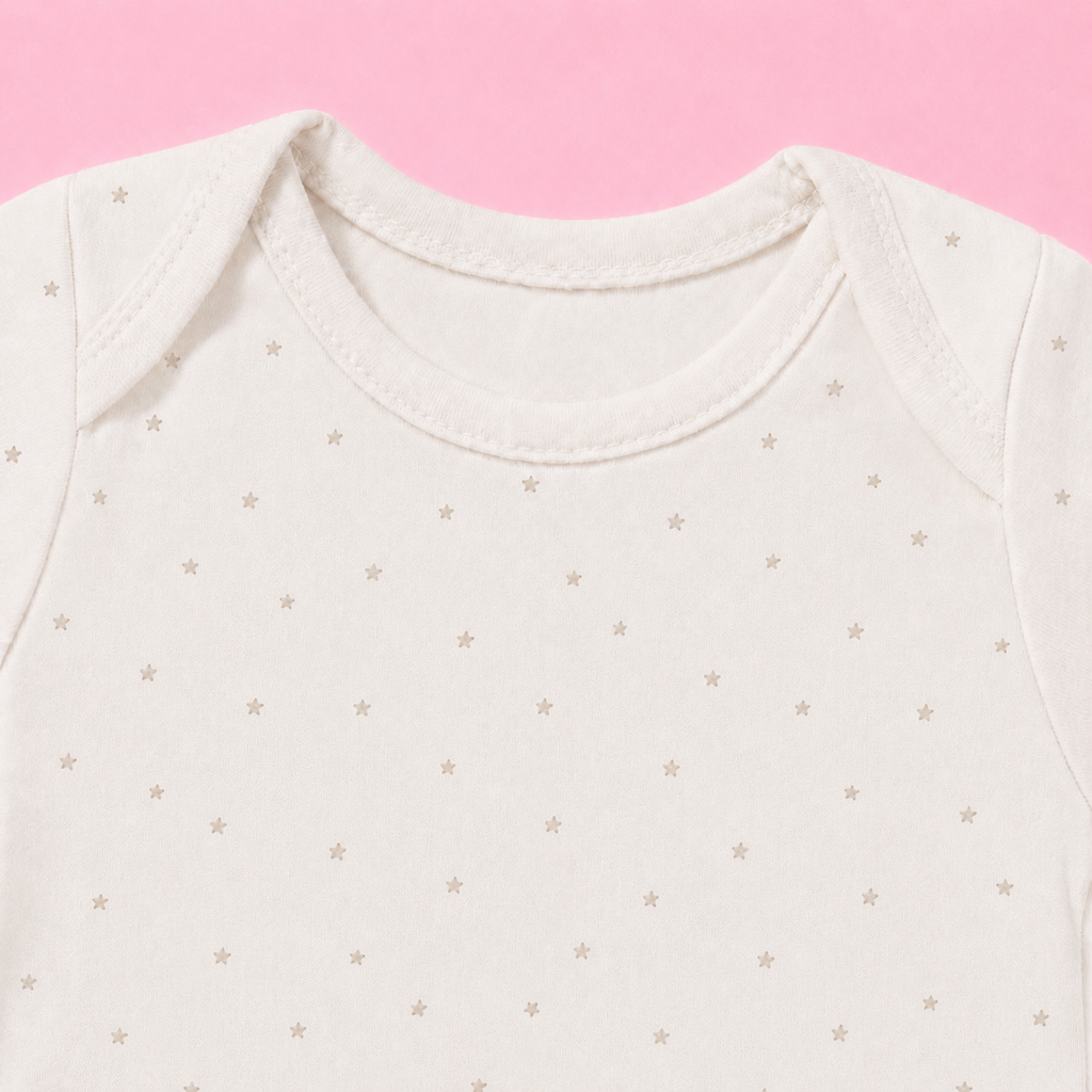 Baby Half sleeve Floral Onesie Star Print  – 0-3 Months