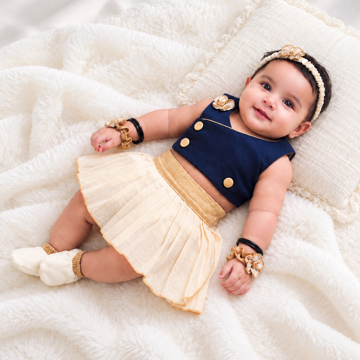 Baby Noolukettu Frock Set – Traditional Naming Ceremony Wear