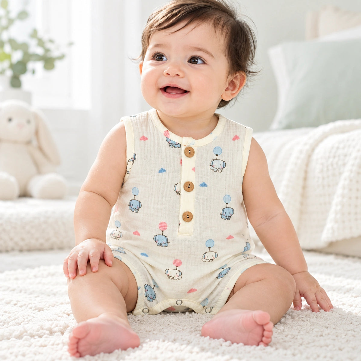 Muslin Cotton Baby Half Romper | Sleeveless