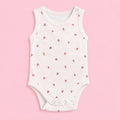 Baby Sleeveless Floral Onesie Red flower– 0-3 Months