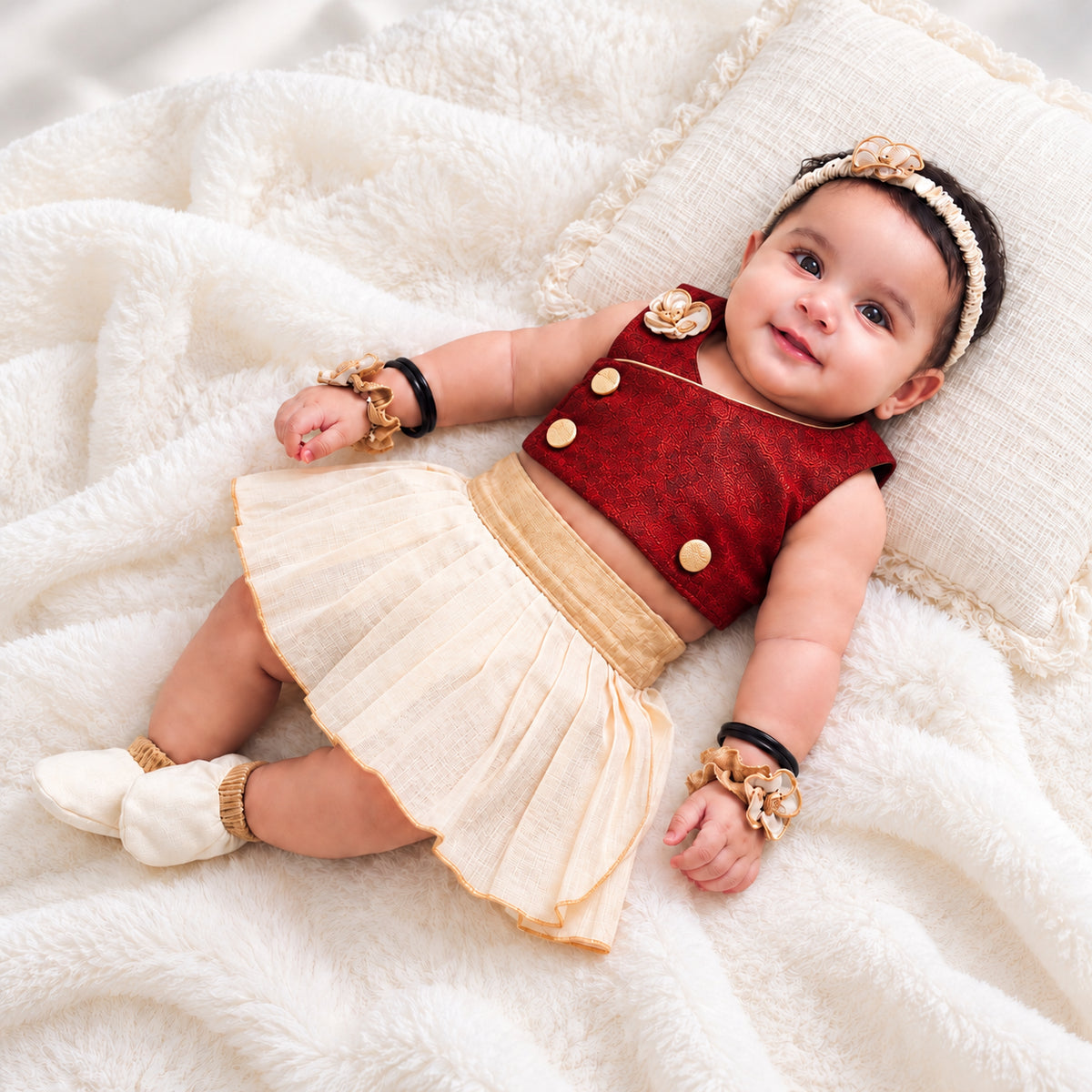 Baby Noolukettu Frock Set – Traditional Naming Ceremony Wear