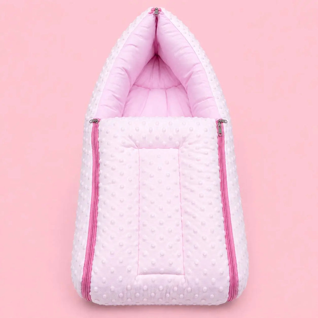Baby Carry Nest with Dual Side Zipper – Soft & Cozy Newborn Sleeping Bag – Pink | 0–6 Months