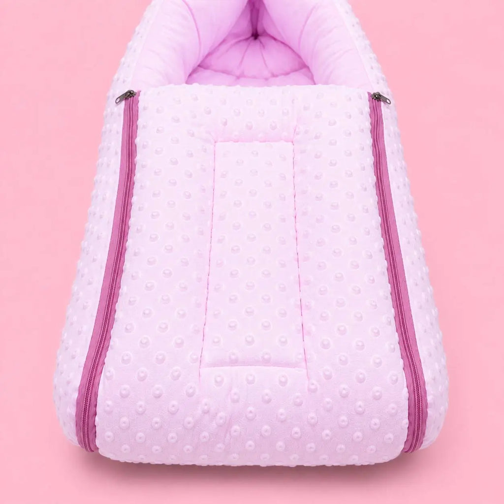 Baby Carry Nest with Dual Side Zipper – Soft & Cozy Newborn Sleeping Bag – Pink | 0–6 Months